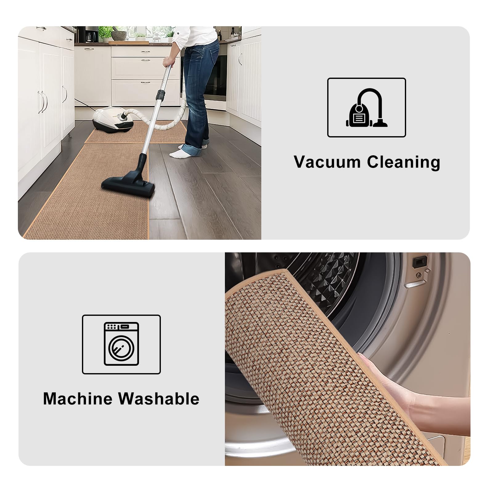 Kimode Washable Kitchen Rugs, Non Slip Farmhouse Kitchen Rugs 20''X32'', Absorbent Black Kitchen Mats For Floor, Woven Kitchen F